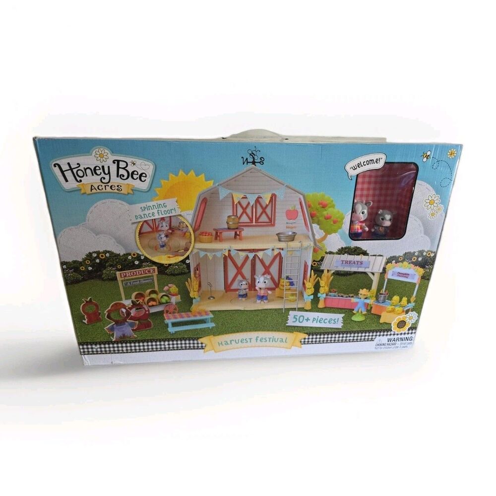 Honey Bee Acres Harvest Festival Dollhouse Playset 62 Pieces with‎ Mini Figures